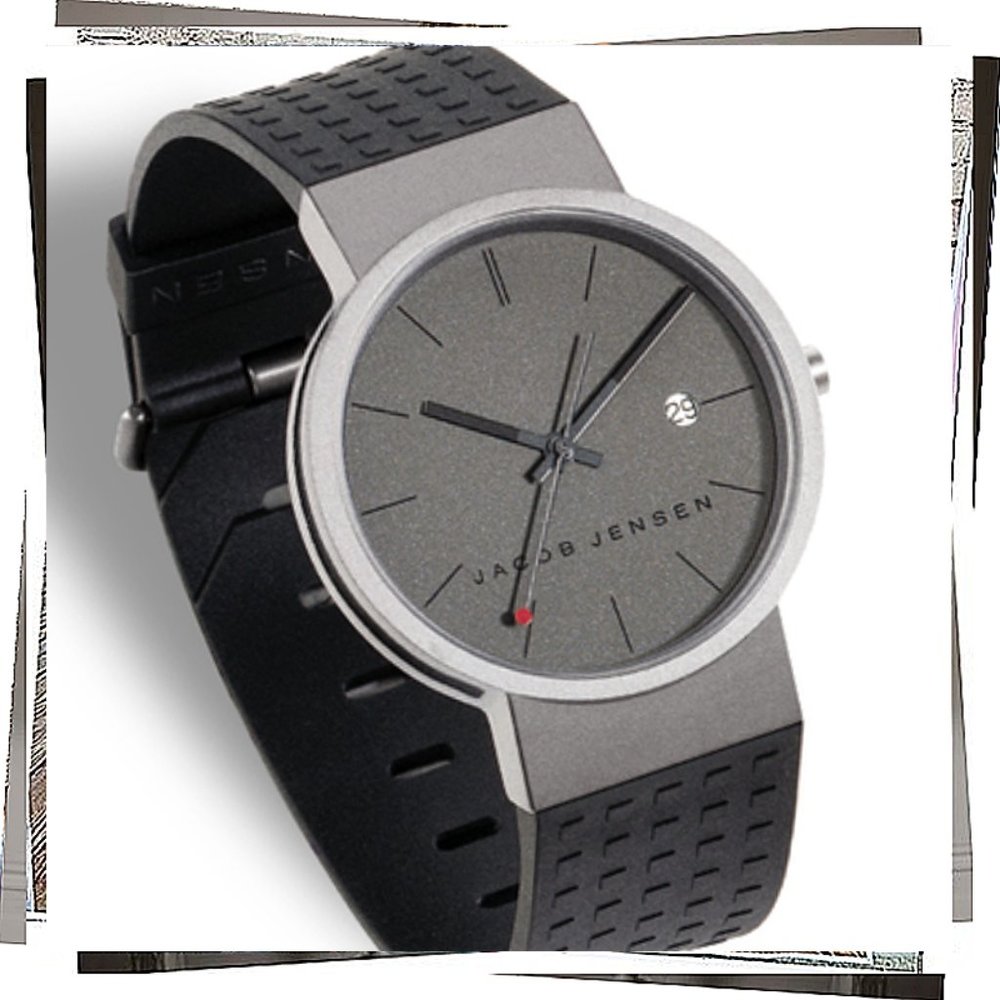 Vintage 1990’s Mens Clear All Grey Watch w Black Band by Jacob Jensen